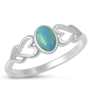 Sterling Silver Turquoise Hearts Ring