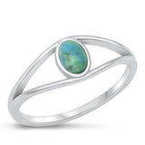 Sterling Silver Oval Turquoise Split Shank Ring