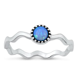 Sterling Silver Blue Lab Opal Ring