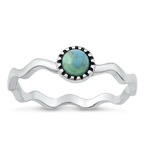 Sterling Silver Turquoise Wavy Ring