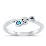 Sterling Silver Blue Lab Opal Music Note Ring