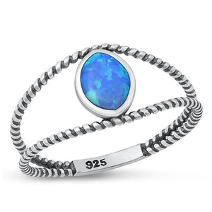 Sterling Silver Blue Lab Opal Ring