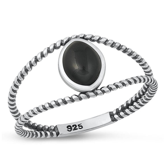 Sterling Silver Black Agate Ring