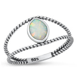 Sterling Silver White Lab Opal Ring