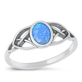 Sterling Silver Celtic Blue Lab Opal Ring