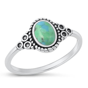 Sterling Silver Turquoise Bali Ring