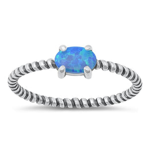 Sterling Silver Blue Lab Opal Ring