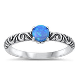 Sterling Silver Blue Lab Opal Boho Ring