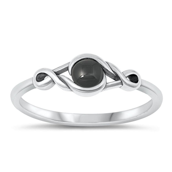 Sterling Silver Black Agate Infinity Ring