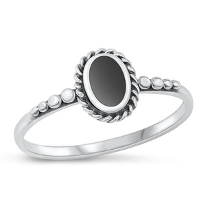 Sterling Silver Black Onyx Bali Style Ring