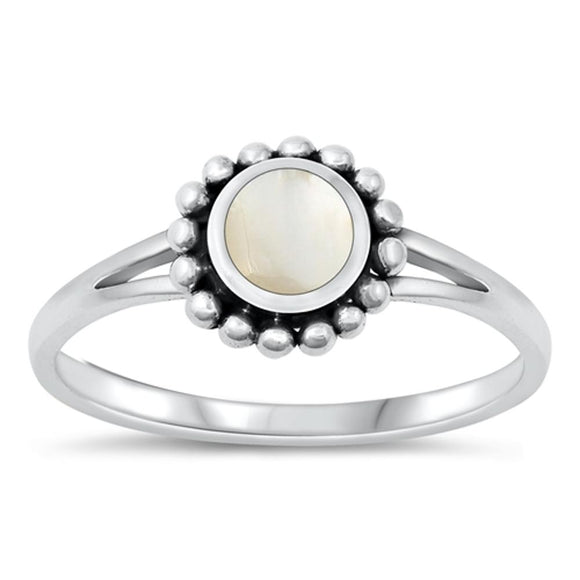 Sterling Silver Mother of Pearl Flower Ring