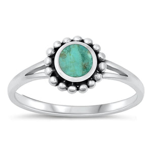 Sterling Silver Turquoise Flower Ring