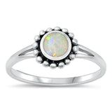 Sterling Silver White Lab Opal Flower Ring