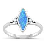 Sterling Silver Blue Lab Opal Marquise Ring