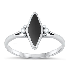 Sterling Silver Black Agate Marquise Ring