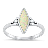 Sterling Silver White Lab Opal Marquise Ring