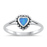 Sterling Silver Blue Lab Opal Heart Ring