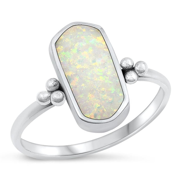 Sterling Silver White Lab Opal Ring