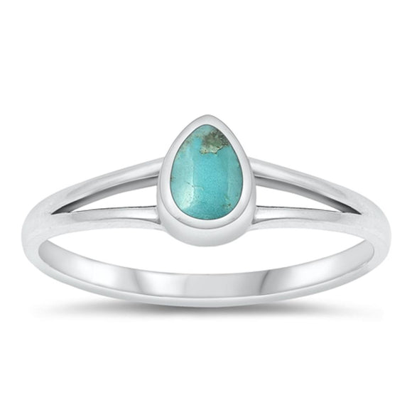 Sterling Silver Turquoise Teardrop Ring