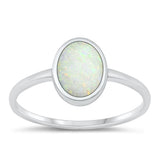 Sterling Silver White Lab Opal Ring