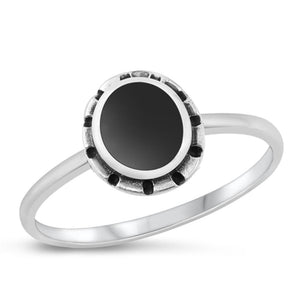 Sterling Silver Black Agate Ring