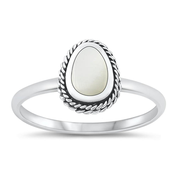 Sterling Silver Mother of Pearl Bali Ring