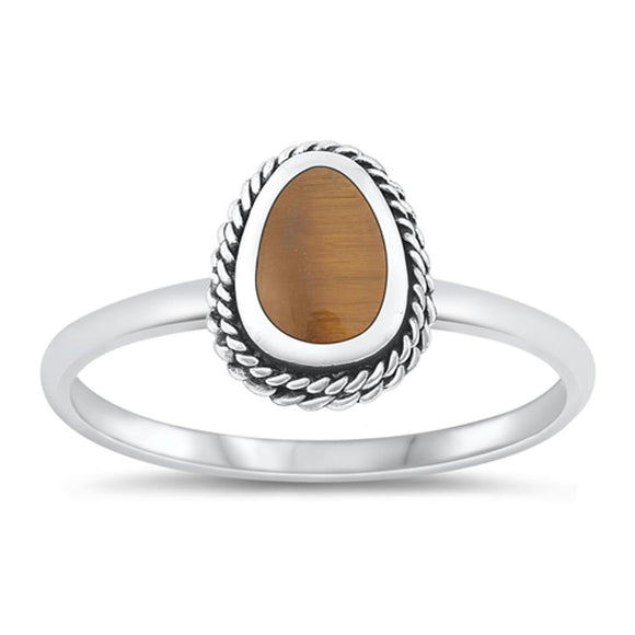 Sterling Silver Tiger Eye Bali Ring