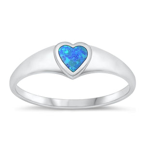 Sterling Silver Blue Lab Opal Heart Ring