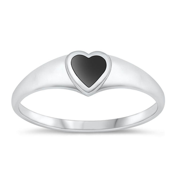 Sterling Silver Black Agate Heart Ring