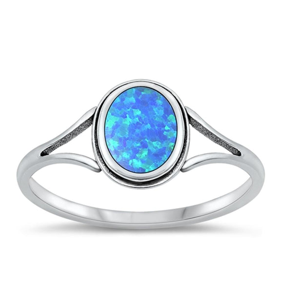 Sterling Silver Blue Lab Opal Ring