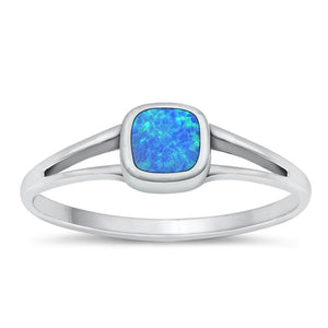 Sterling Silver Blue Lab Opal Ring