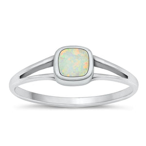 Sterling Silver White Lab Opal Ring