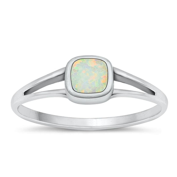 Sterling Silver White Lab Opal Ring