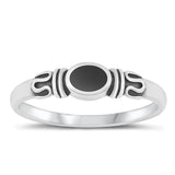 Sterling Silver Black Agate Bali Ring