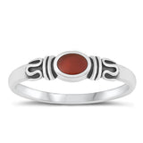 Sterling Silver Red Agate Bali Ring