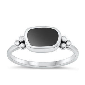 Sterling Silver Black Agate Ring