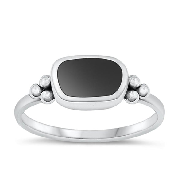 Sterling Silver Black Agate Ring