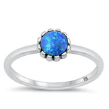 Sterling Silver Blue Lab Opal Flower Ring