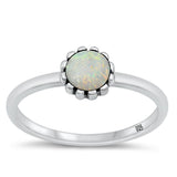 Sterling Silver White Lab Opal Flower Ring