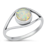 Sterling Silver White Lab Opal Ring