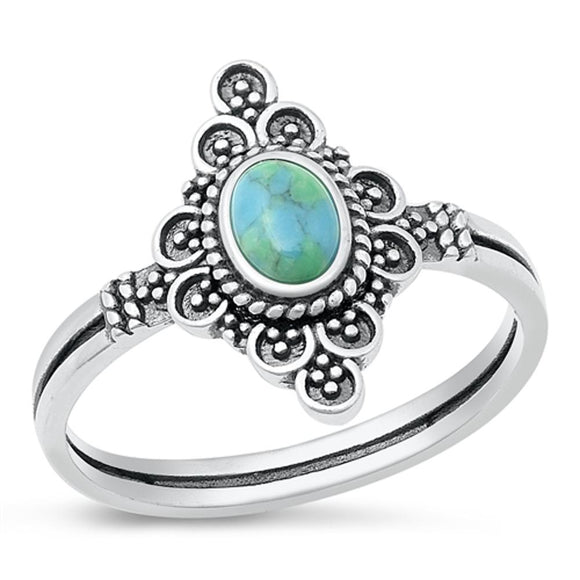 Sterling Silver Turquoise Bali Ring