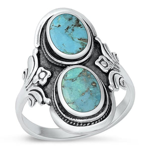 Sterling Silver Ornate Turquoise Cocktail Ring