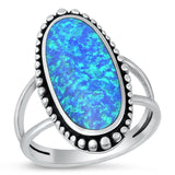 Sterling Silver Blue Lab Opal Cocktail Bali Ring