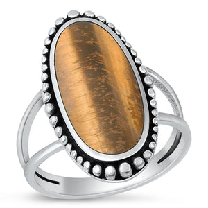 Sterling Silver Oxidized Tiger Eye Ring