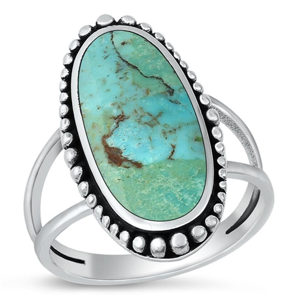 Sterling Silver Oval Turquoise Bali Cocktail Ring