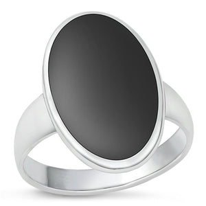 Sterling Silver Oval Black Onyx Chunk Ring