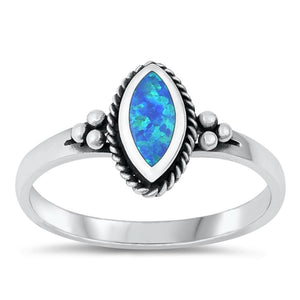 Sterling Silver Blue Lab Opal Bali Ring