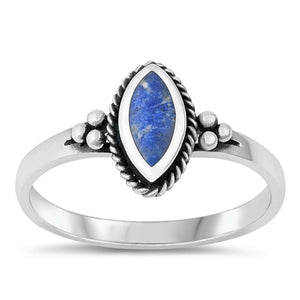 Sterling Silver Blue Lapis Bali Ring