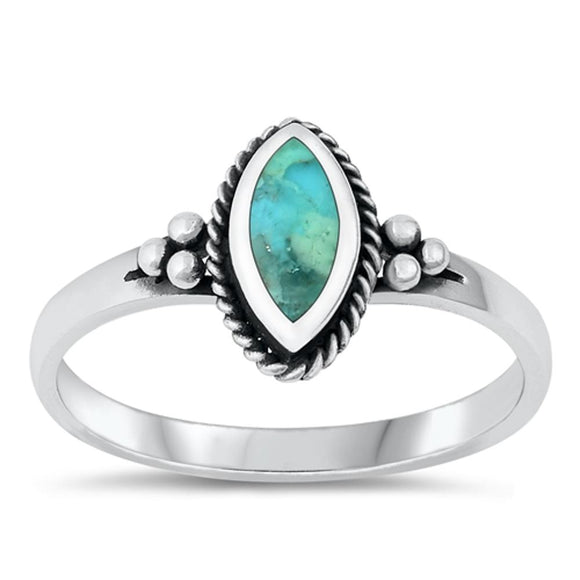 Sterling Silver Marquise Turquoise Bali Ring