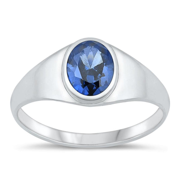 Sterling Silver Blue Sapphire CZ Ring